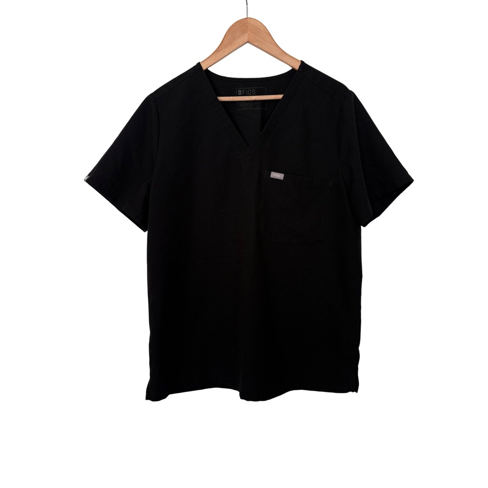 FIGS Technical Collection Scrub Top Black V-Neck Chest Pocket FW1000 Mens XL